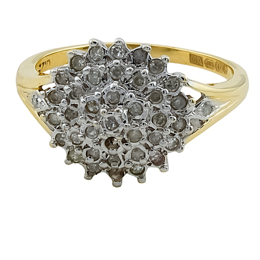 9ct Gold Diamond Cluster Ring size N